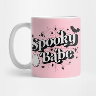 Goth Girl Spooky Babe with Spiderwebs and Kawaii Ghost Mug